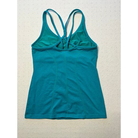 Athleta Turquoise Built-In Bra Tank Top Size Medium Strappy Athletic - Picture 2 of 8